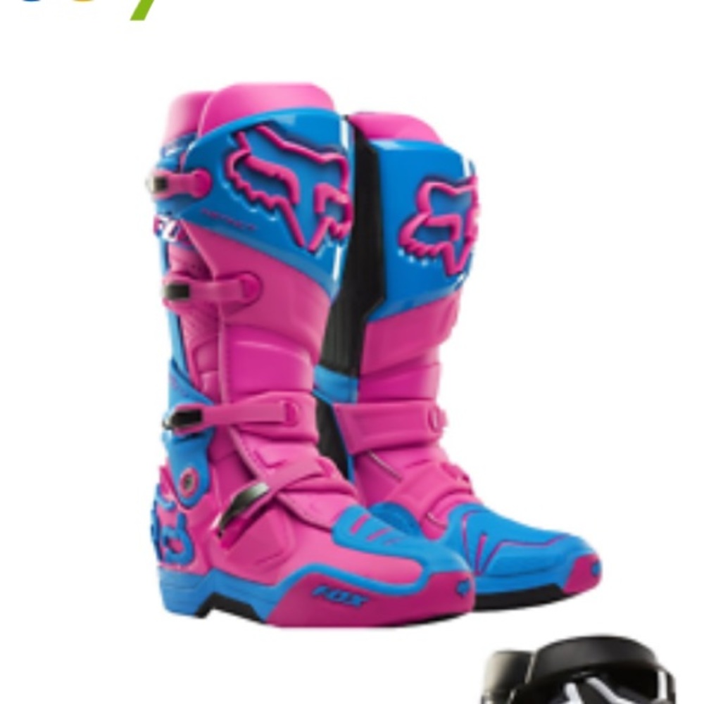 Pink and Blue fox racing boots size 10
